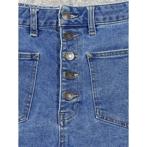 We the Free People Bridgette Button Fly High Rise Blue Denim Jean Shorts Size 28 - Picture 4 of 8